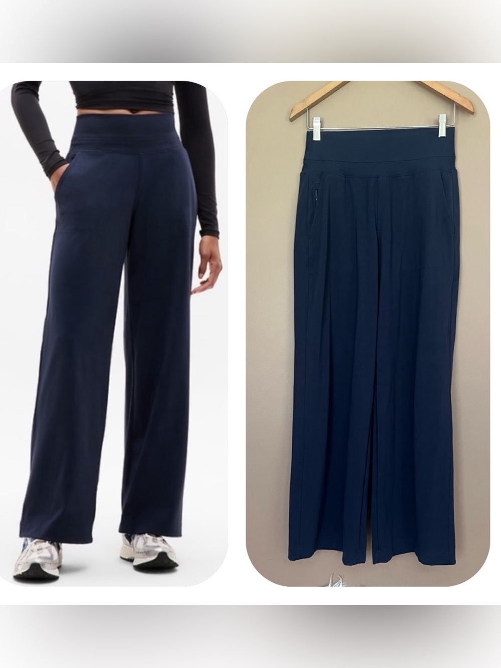 {Athleta} Venice High Rise Wide Leg Pants in Navy - Womens Small